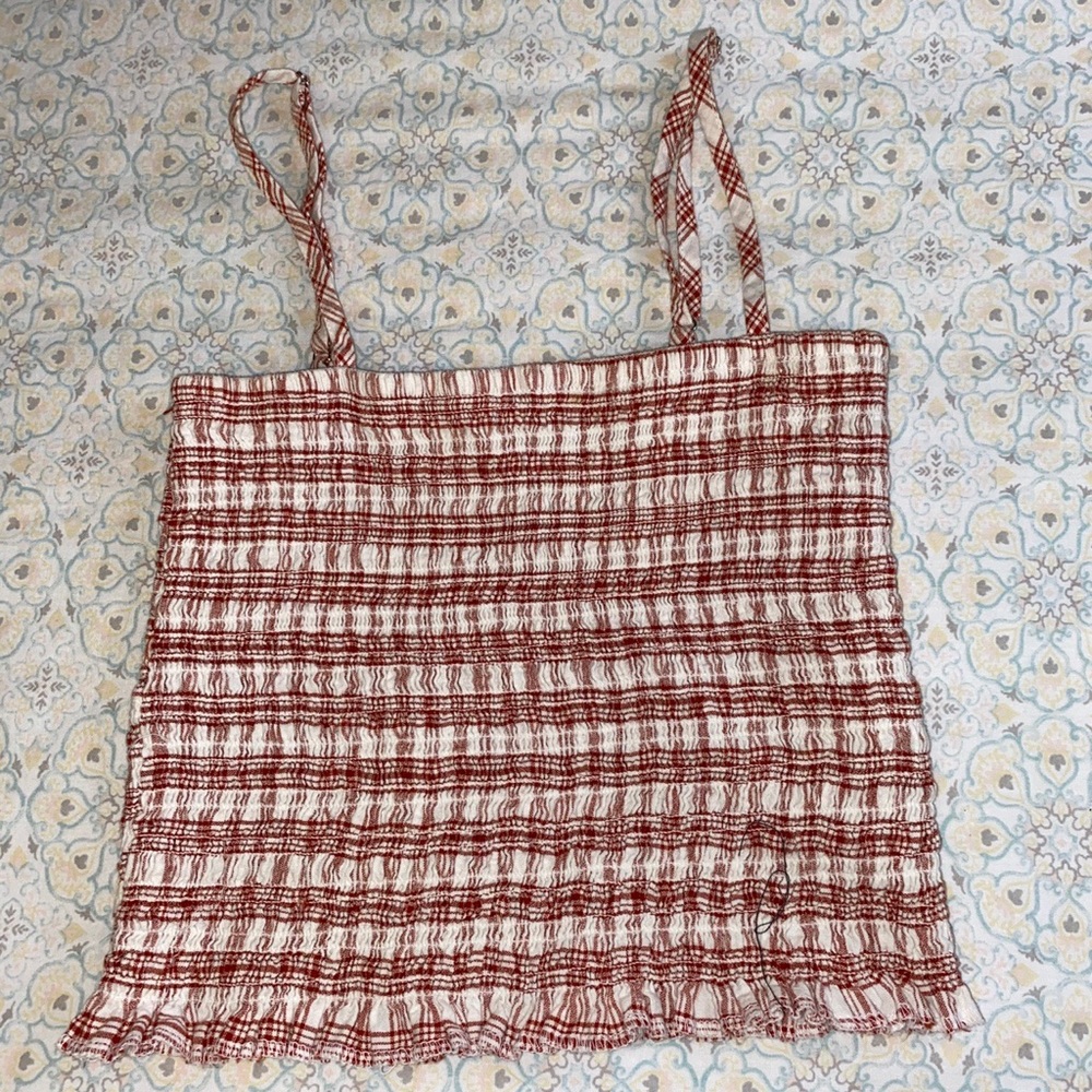 red ribbed top